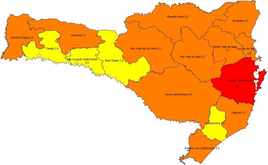 Mapa de risco do Governo do Estado foi atualizado nessa quarta-feira – Foto: Reprodu&ccedil;&atilde;o/ND