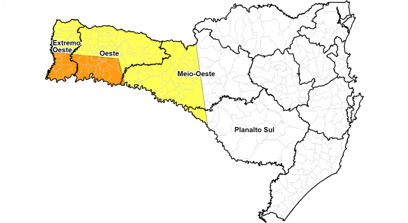 Nas &aacute;reas em laranja, umidade pode ser inferior a 20% – Foto: Defesa Civil/Divulga&ccedil;&atilde;o/ND