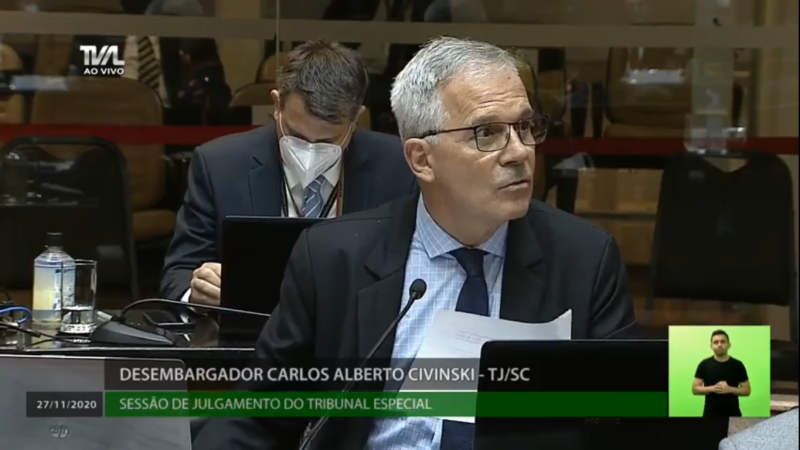 O desembargador Carlos Alberto Civinski – Foto: TVAL/Divulga&ccedil;&atilde;o/ND