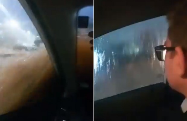 A cidade foi surpreendida com chuva forte nesta ter&ccedil;a-feira (8) – Foto: Twitter/Reprodu&ccedil;&atilde;o