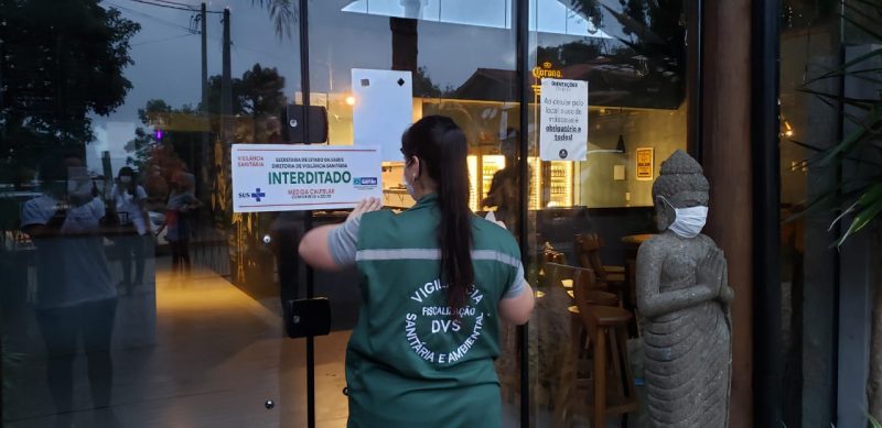 Diversos estabelecimentos foram fechados pelos fiscais Cinco casas noturnas s&atilde;o interditadas naregi&atilde;o entre Ibiraquera e Praia do Rosa– Foto: Divulga&ccedil;&atilde;o / Fiscaliza&ccedil;&atilde;o Covid-19