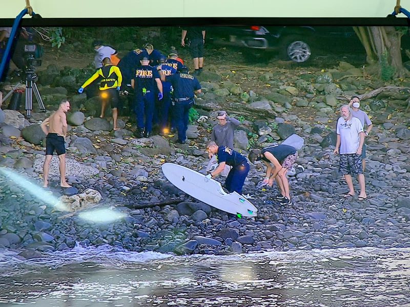 Marcas da mordida fatal nas pranchas – Foto: Redes sociais