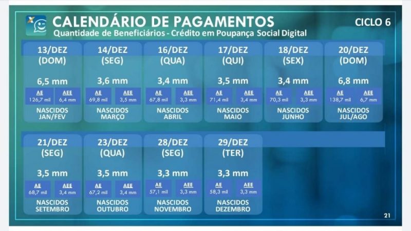 Calend&aacute;rio aux&iacute;lio emergencial – Foto: Reprodu&ccedil;&atilde;o/ND