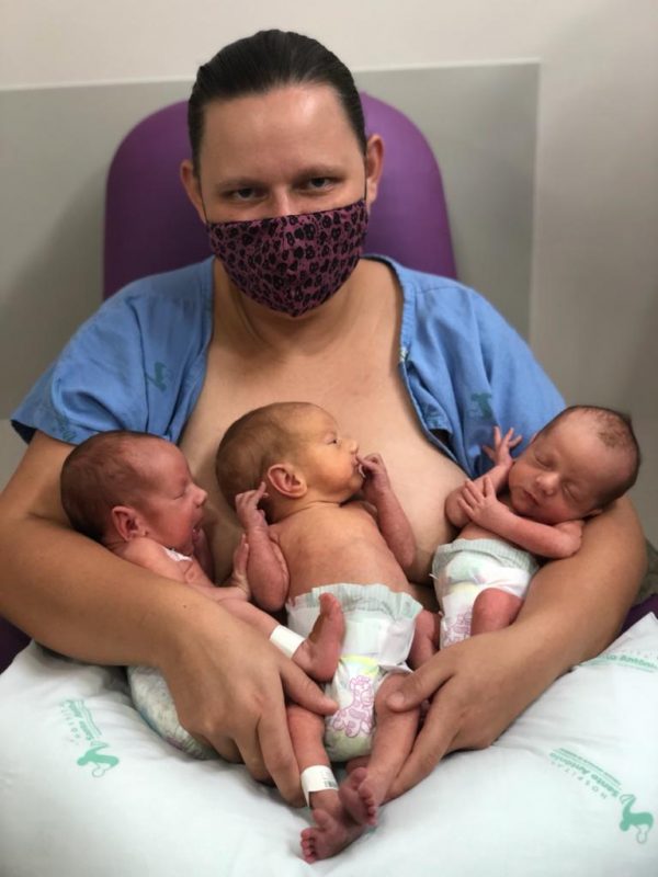 Trig&ecirc;meos de caso raro nascidos em Blumenau recebem alta do hospital – Foto: Divulga&ccedil;&atilde;o/Hospital Santo Ant&ocirc;nio