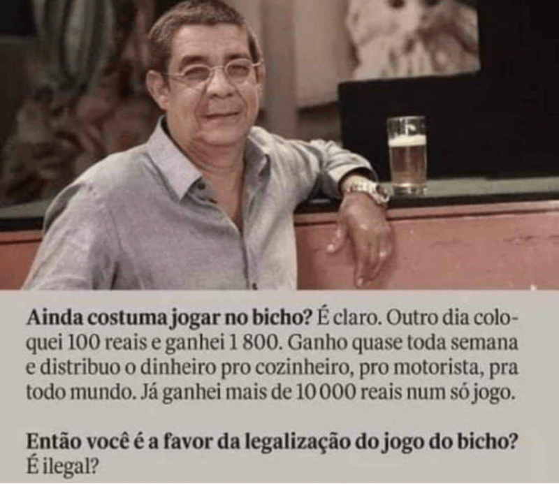 zeca pagodinho descobre que jogo do bicho é crime e viraliza na internet