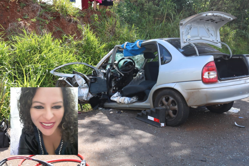 Mulher de 36 anos morreu em grave acidente na BR-282 entre Chapecó e Pinhalzinho &#8211; Foto: Henrique Paulo Koch/Divulgação/ND