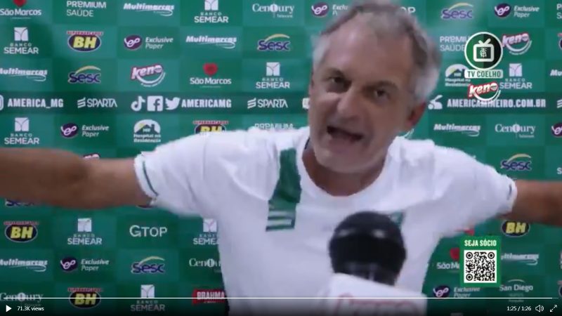 Lisca se revoltou com o erro da arbitragem – Foto: Reprodu&ccedil;&atilde;o/ND