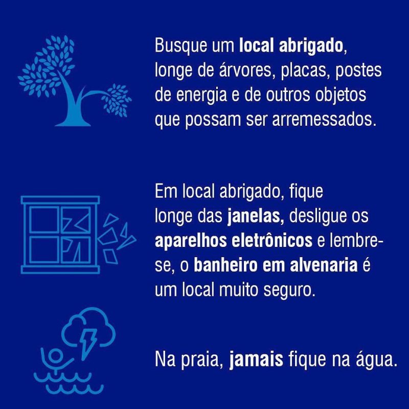 Cuidados apontados pela Defesa Civil durante chuvas