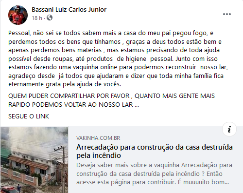 Casa &eacute; da fam&iacute;lia de atleta de Timb&oacute;; ele pediu ajuda nas redes sociais – Foto: Reprodu&ccedil;&atilde;o/Redes sociais