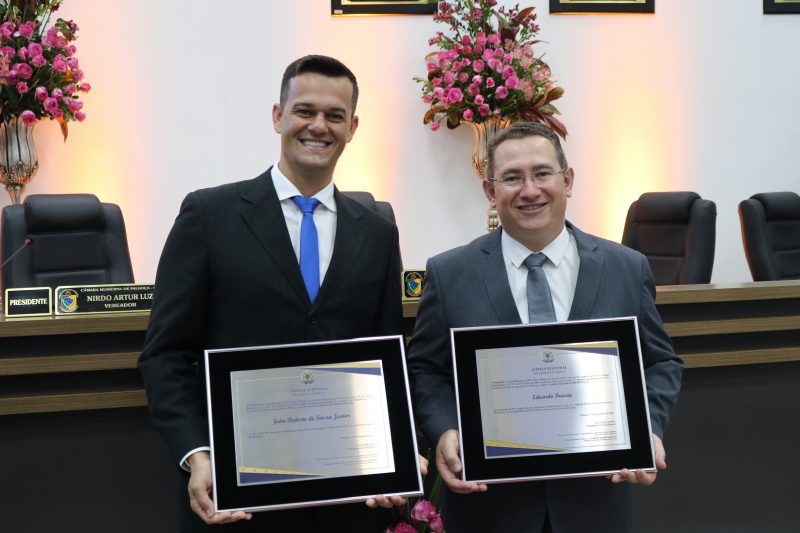 Amaro J&uacute;nior, novo vice-prefeito, ao lado de Freccia – Foto: Prefeitura de Palho&ccedil;a/ Divulga&ccedil;&atilde;o