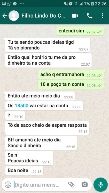 Conversa foi divulgada pela Polícia Civil – Foto: Polícia Civil/Reprodução/ND