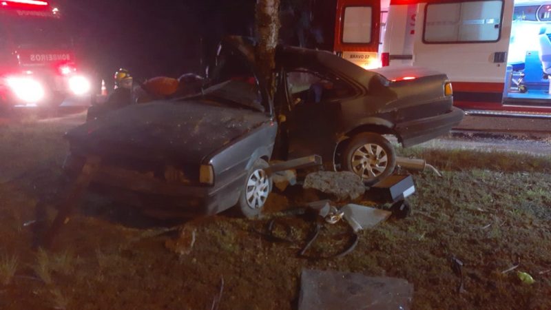 Pai e beb&ecirc; de dois anos ficaram gravemente feridos em um acidente na BR-470 em Api&uacute;na – Foto: Guincho Marquinhos