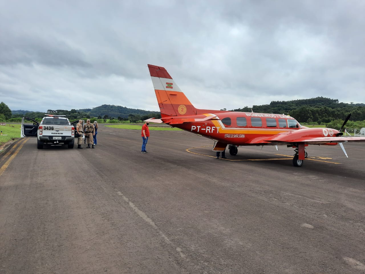 Aeronave pousou em Videira às 9h - RBV Notícias/Divulgação