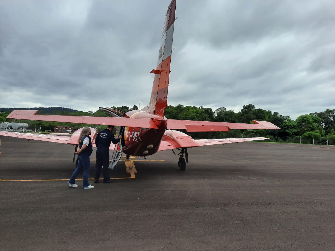 Após descarregamento, aeronave seguiu viagem para Joaçaba - RBV Notícias/Divulgação