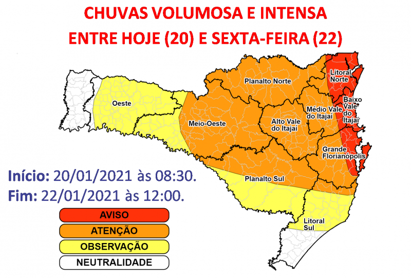 Defesa Civil fez alerta sobre grande volume de chuva no Estado – Foto: Defesa Civil/ND