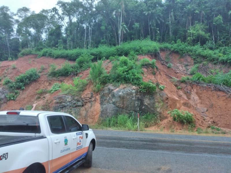 Cidade também faz monitoramento de possíveis deslizamentos na SC-108 – Foto: Prefeitura de Guaramirim/Divulgação