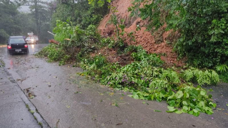 Desde o &uacute;ltimo domingo (17) j&aacute; foram registrados 69 deslizamentos de terra em Blumenau. Na imagem, ocorr&ecirc;ncia na rua Ruy Barbosa, no bairro Progresso – Foto: Divulga&ccedil;&atilde;o/Prefeitura de Blumenau