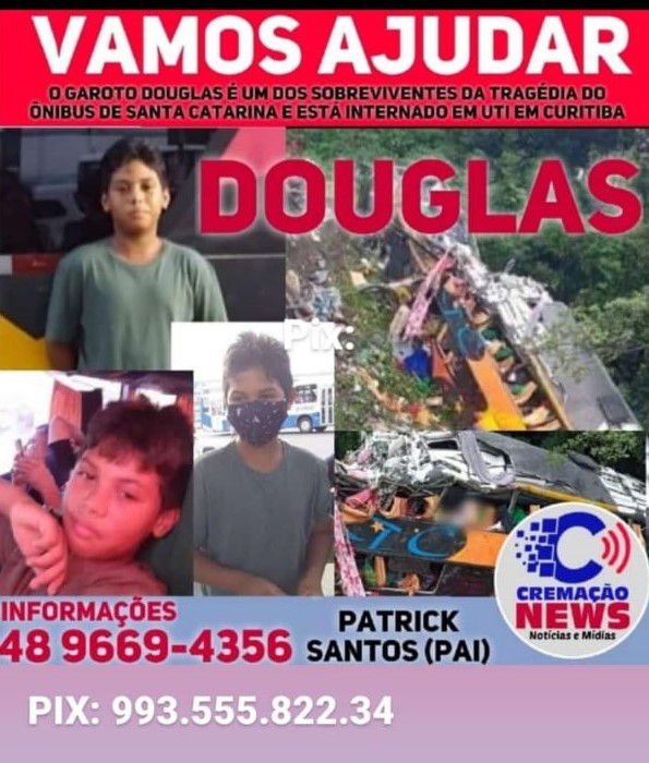 Campanha pede doa&ccedil;&otilde;es para ajudar a fam&iacute;lia de Douglas ap&oacute;s o acidente na BR-376 – Foto: Redes Sociais/ND
