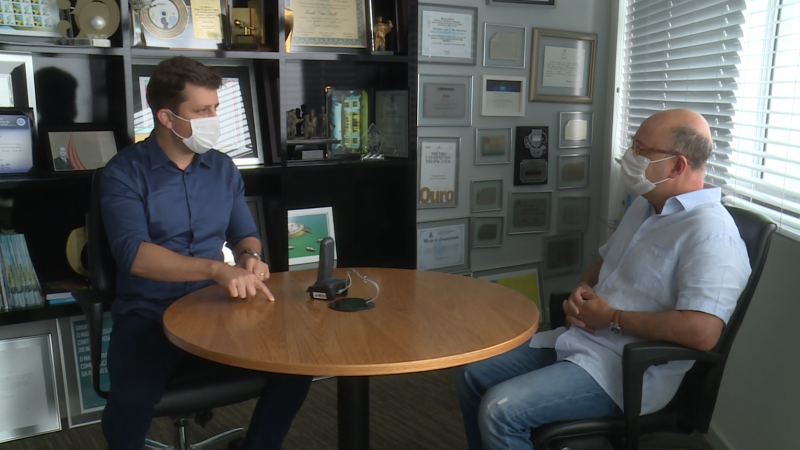 Na oportunidade, Fabr&iacute;cio Oliveira conversou com o presidente do Grupo ND, Marcello Petrelli – Foto: Arquivo ND