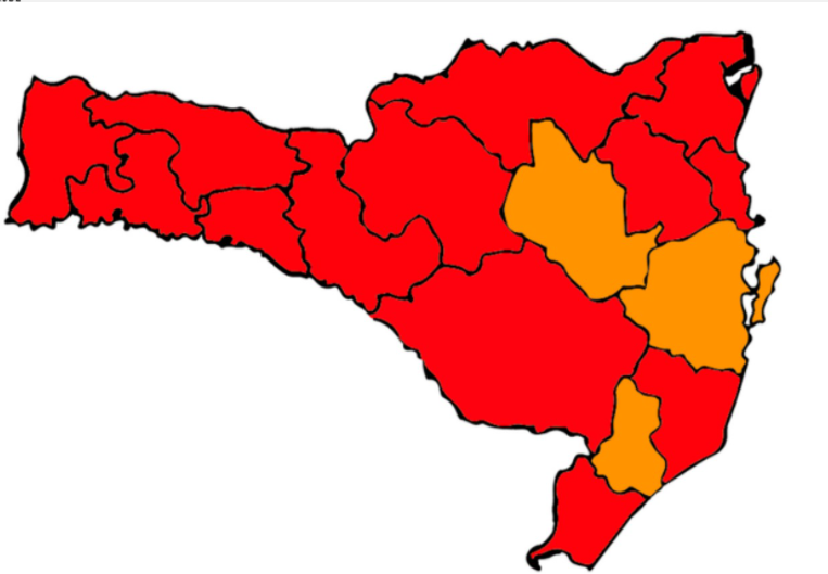 Última atualização indica 13 das 16 regiões em estado gravíssimo &#8211; Foto: Divulgação/Governo do Estado de Santa Catarina/ND