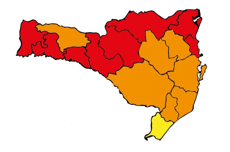 Novo mapa de risco aponta Médio Vale no nível grave (laranja) – Foto: Reprodução / SES