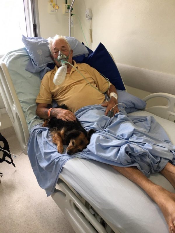 Idoso recebeu visita da cachorrinha dois dias antes de morrer – Foto: Hospital São José/Divulgação