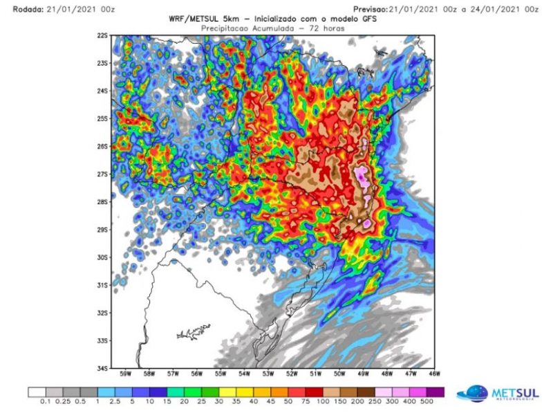 Metsul prevê acúmulo de 400 mm em SC nos próximos dias