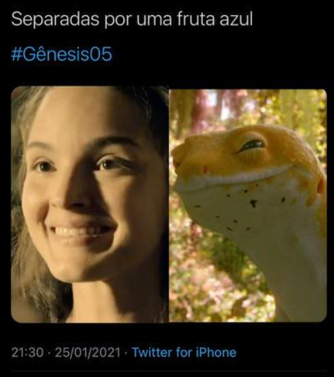 Apenas um detalhe afastaria essas duas personagens: o fruto proibido, porque até na expressão simpática elas empatam! – Foto: Reprodução/Twitter