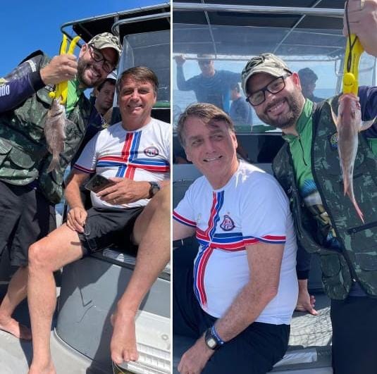 Jorge Seif Jr. foi o &uacute;nico a fisgar peixes na pescaria do presidente – Foto: Redes sociais/ND