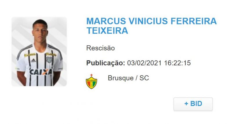 Rescisão dde Marcus índio já saiu no BID da CBF