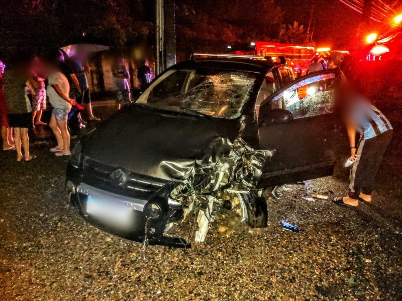 O motorista do veículo fugiu sem prestar socorro, mas foi localizado e preso pela PM – Foto: Fabio Junkes/OCP News