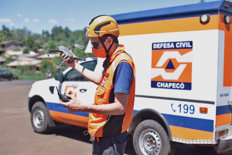 Drone fez fotos do alto para identificar rotas de fuga em desastres naturais – Foto: Prefeitura de Chapec&oacute;/Divulga&ccedil;&atilde;oND