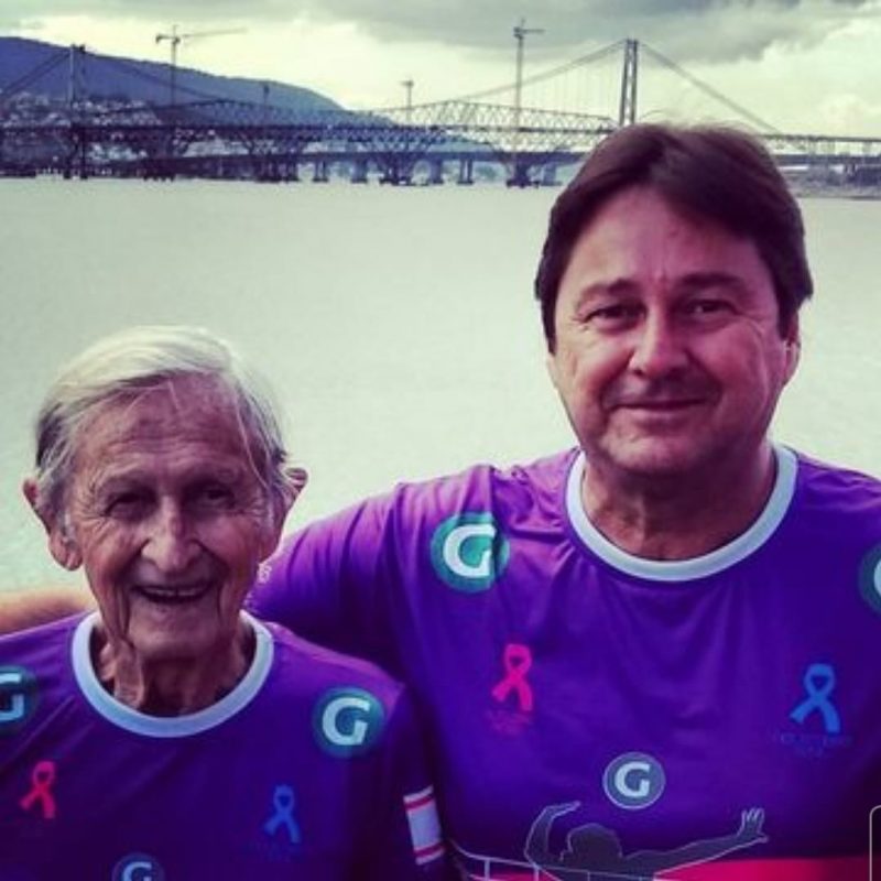 Dionísio Luiz Colombi, de 95 anos, ao lado do filho Eduardo Alexandre Colombi, de 59 anos &#8211; Foto: Arquivo Pessoal/ND