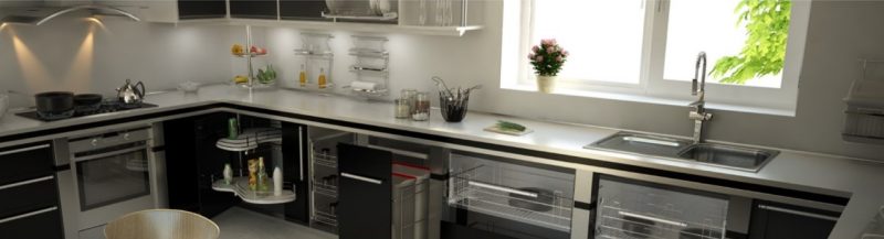 Cozinha com móveis e objetos aramados e cada coisa em seu lugar – Foto: Divulgação Schmitt