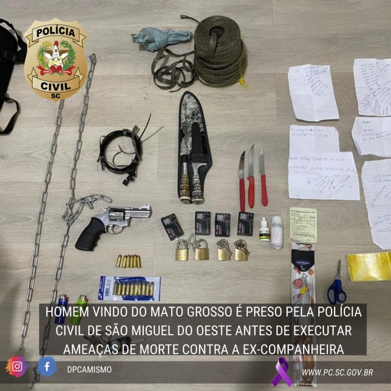 Com o suspeito foram encontrados diversos objetos que seriam usados no crime – Foto: Foto: Pol&iacute;cia Civil/ND