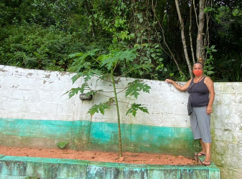 Dona Lia precisou subir no muro e escapar pela restinga para se salvar durante a trag&eacute;dia – Foto: Maria Fernanda Salinet/ND