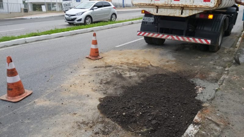 Obras na avenida Juscelino Kubitscheck de Oliveira, no Continente – Foto: PMF/Divulga&ccedil;&atilde;o/ND