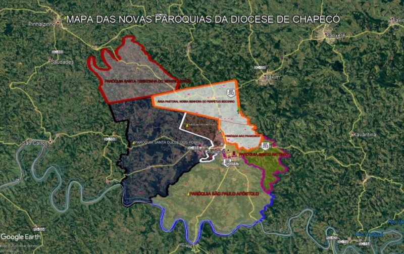 Mapa das novas par&oacute;quias – Foto: Reprodu&ccedil;&atilde;o