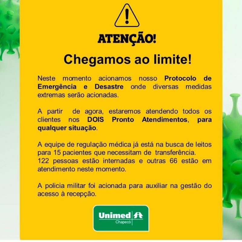 Unimed divulgou nota na noite desta quarta-feira (24) – Foto: Unimed/ND