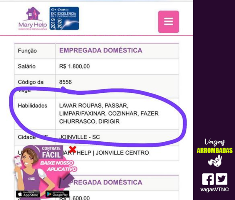 An&uacute;ncio de emprego viralizou nas redes sociais – Foto: Redes sociais/ND