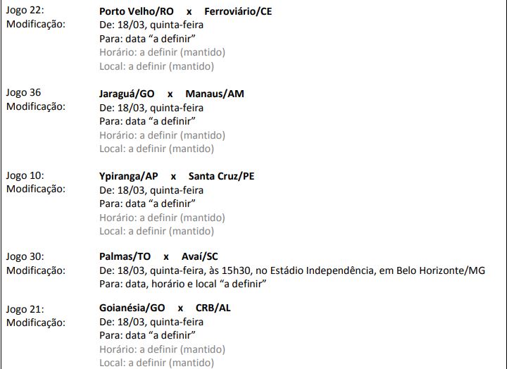 Jogos alterados pela CBF nesta quarta-feira (17) – Foto: CBF/divulga&ccedil;&atilde;o