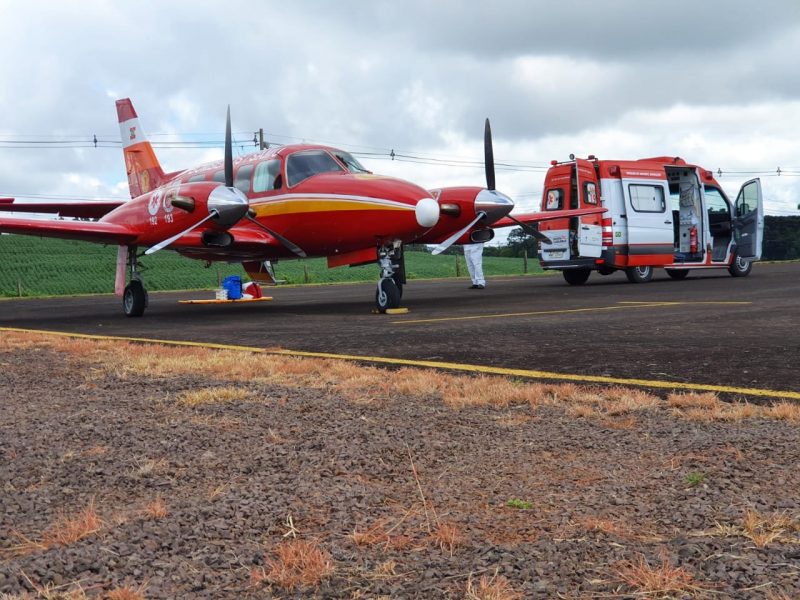 Aeronave j&aacute; fez a transfer&ecirc;ncia de 3 pacientes at&eacute; o Esp&iacute;rito Santo – Foto: CBMSC/Divulga&ccedil;&atilde;o/ND