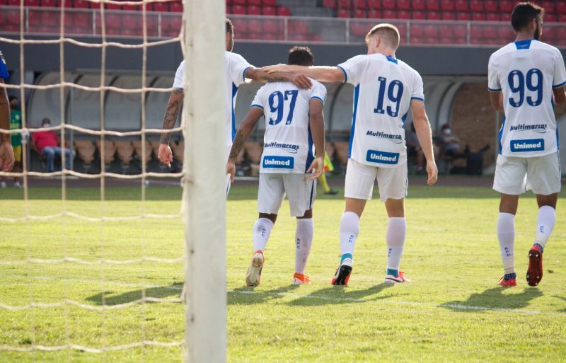 Jogadores do Ava&iacute; comemoram o gol de Louren&ccedil;o – Foto: Andr&eacute; Palma Ribeiro/Ava&iacute; F.C