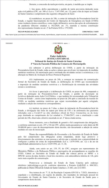 Decisão Lockdown SC – Foto: Reprodução
