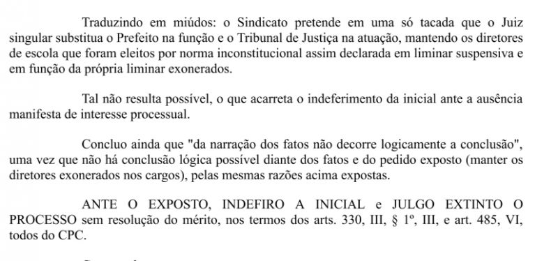 Parte da decisão do Juiz Pedro Aujor – Foto: Reprodução