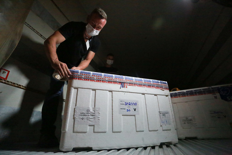 Doses de vacina Coronavac que chegaram em 24 de fevereiro em SC