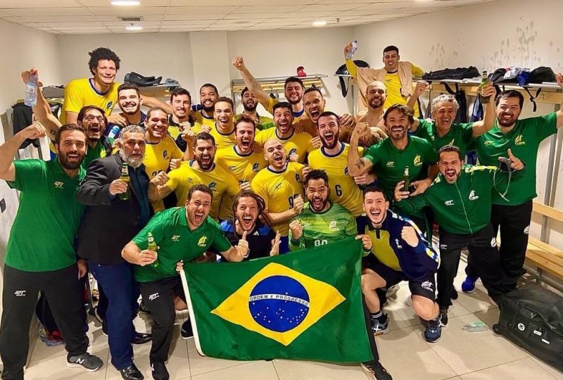 Seleção Brasileira de Handebol comemora a vaga nas olimpíadas de Tóquio. – Foto: projeto.atleta/divulgação/ND