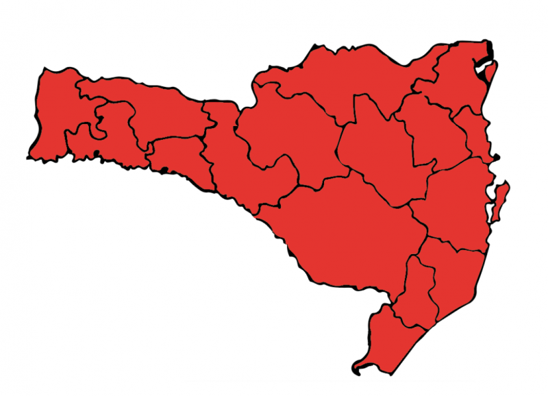 Mapa está há um mês completamente no vermelho, com todas as regiões no nível gravíssimo – Foto: Divulgação/SES SC
