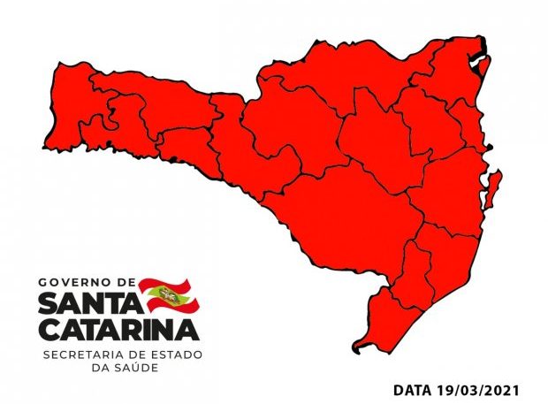 Mapa de risco do dia 20 de março de 2021