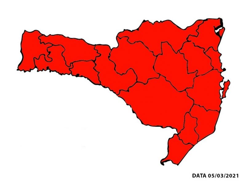 Mais uma vez, todas as regiões de Santa Catarina estão classificadas em nível gravíssimo – Foto: Divulgação/SES